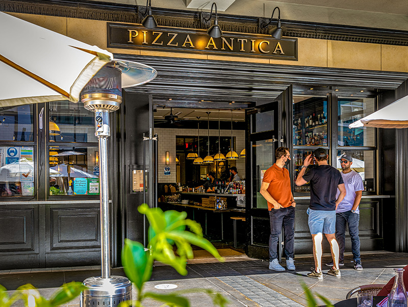 Guests outside Pizza Antica at Santana Row